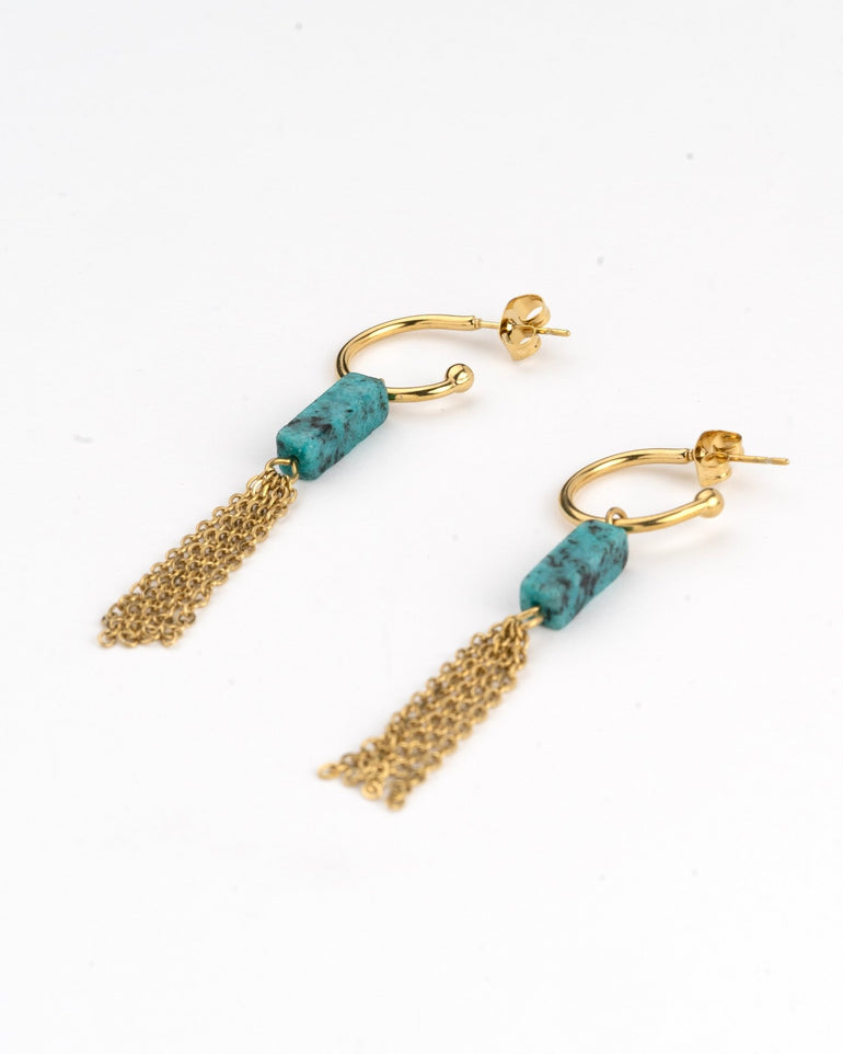 Pendientes - Pendientes turquoise stone with chains - Everyday jewels to inspire | TAGSS